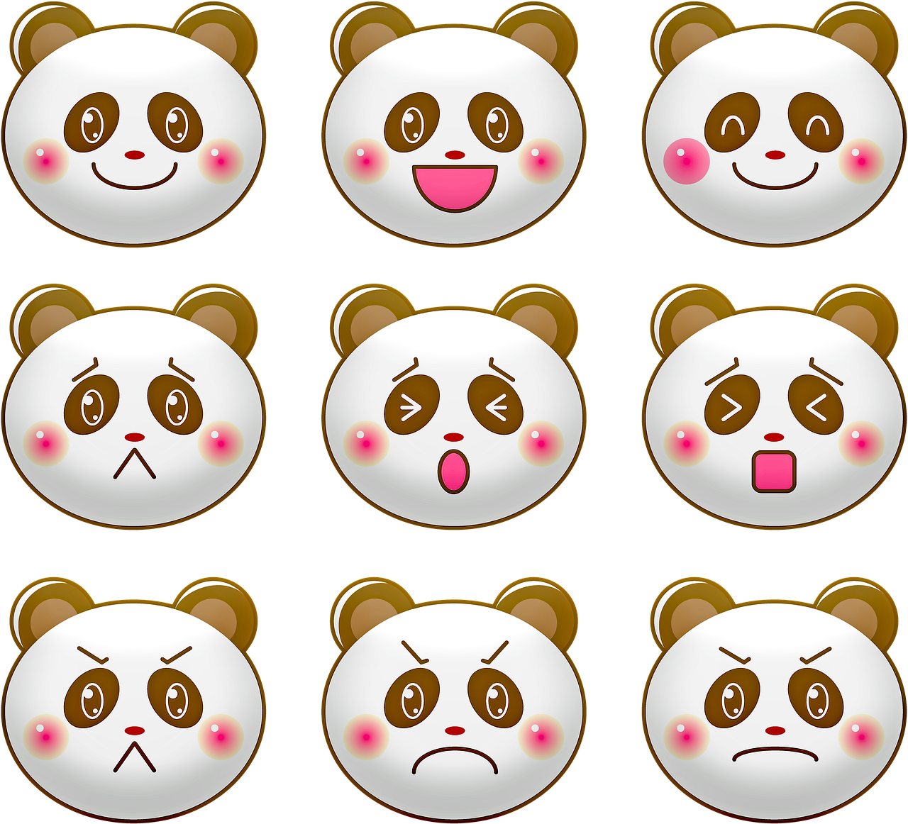 kawaii panda emoji  panda face  emotions free photo
