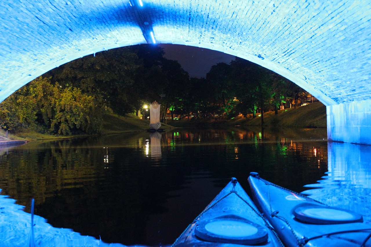 kayak night riga free photo