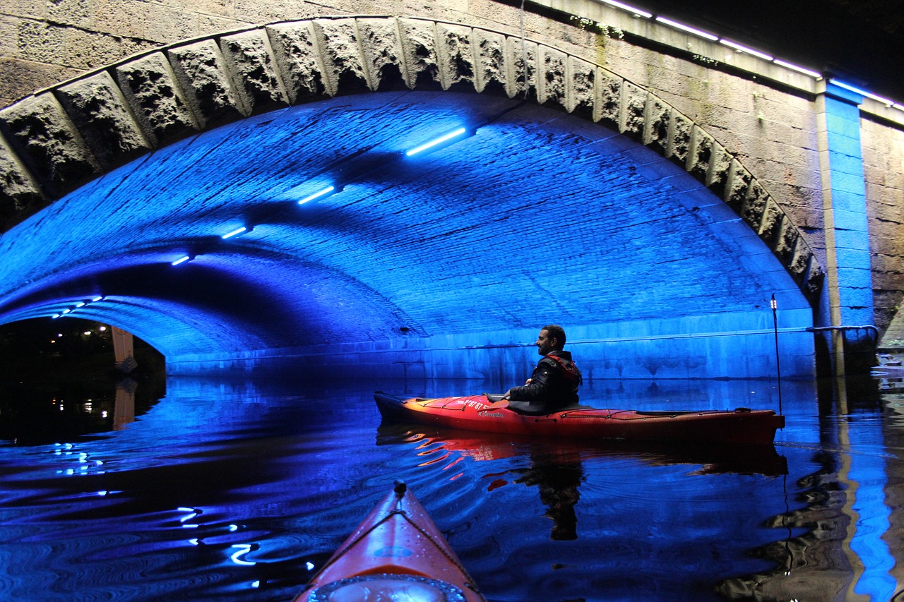 kayak night riga free photo