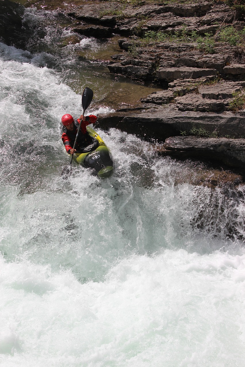 kayak waterfall whitewater free photo
