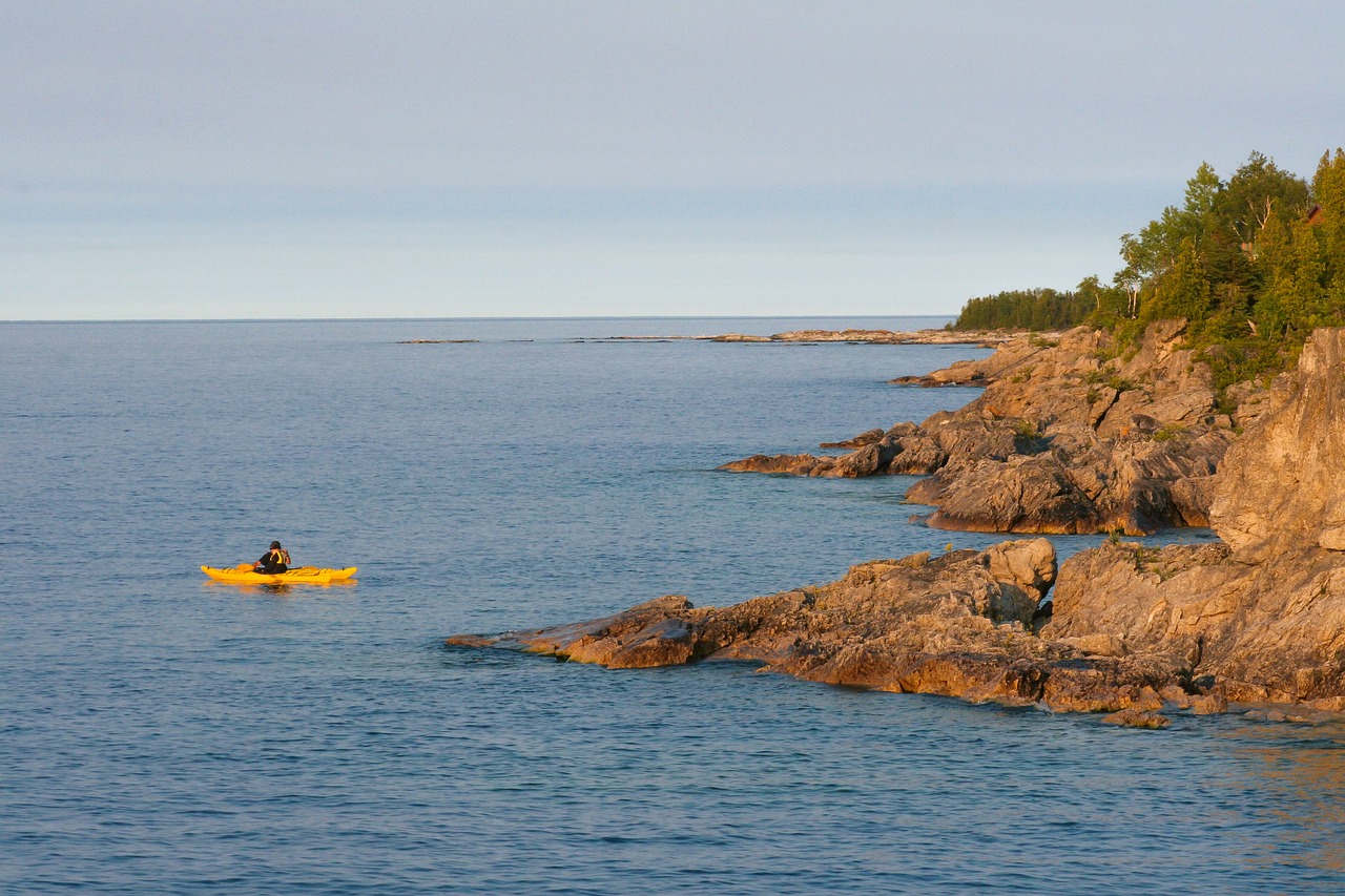 kayak coast rocks free photo