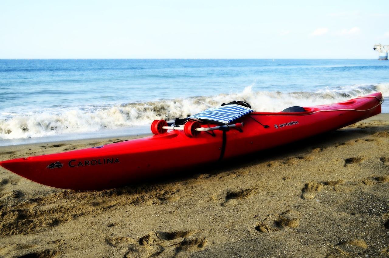 kayak shore sea free photo