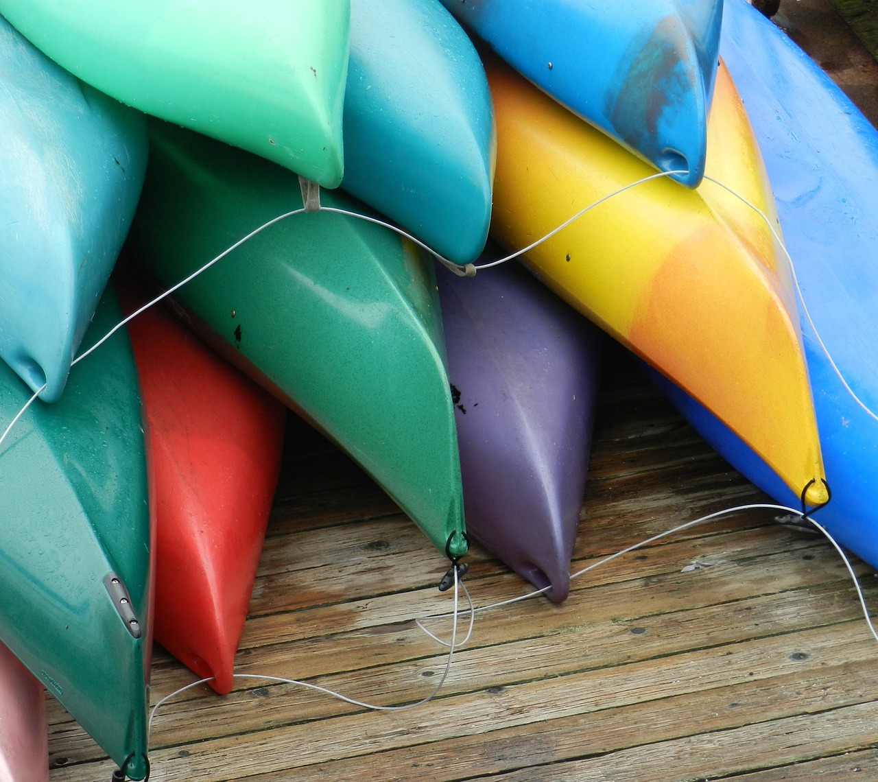 kayaks boats colorful free photo