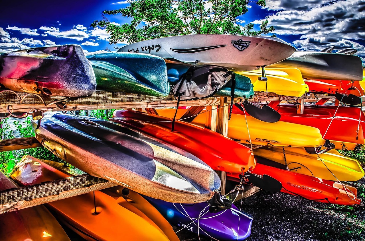 kayaks - kayaks stored marina free photo