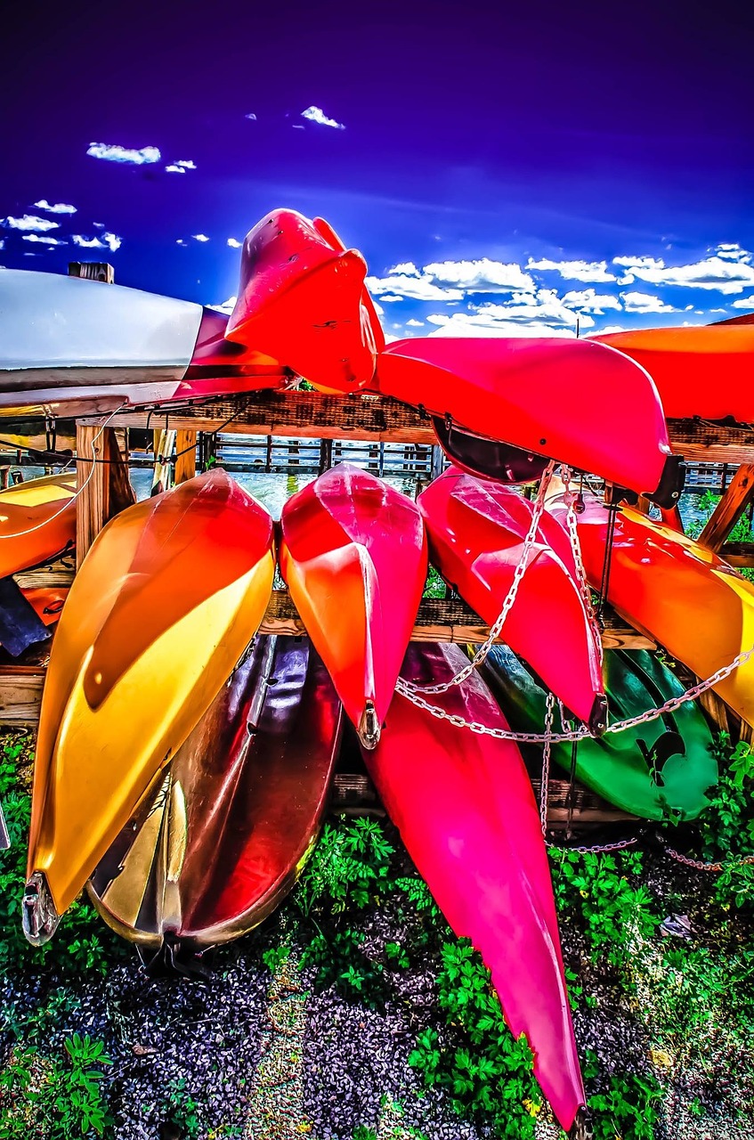 kayaks - kayaks stored marina free photo