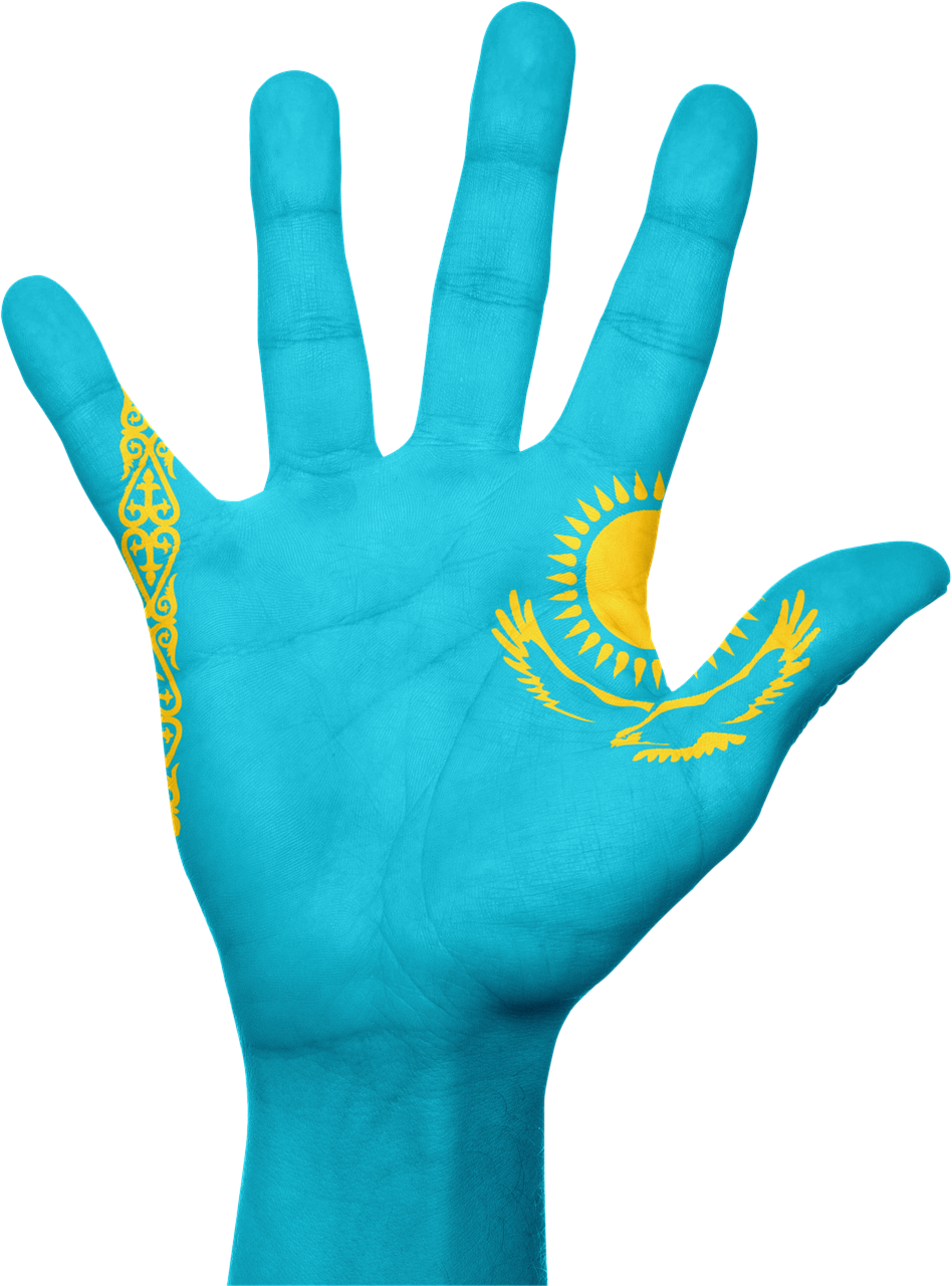 kazakhstan flag hand free photo