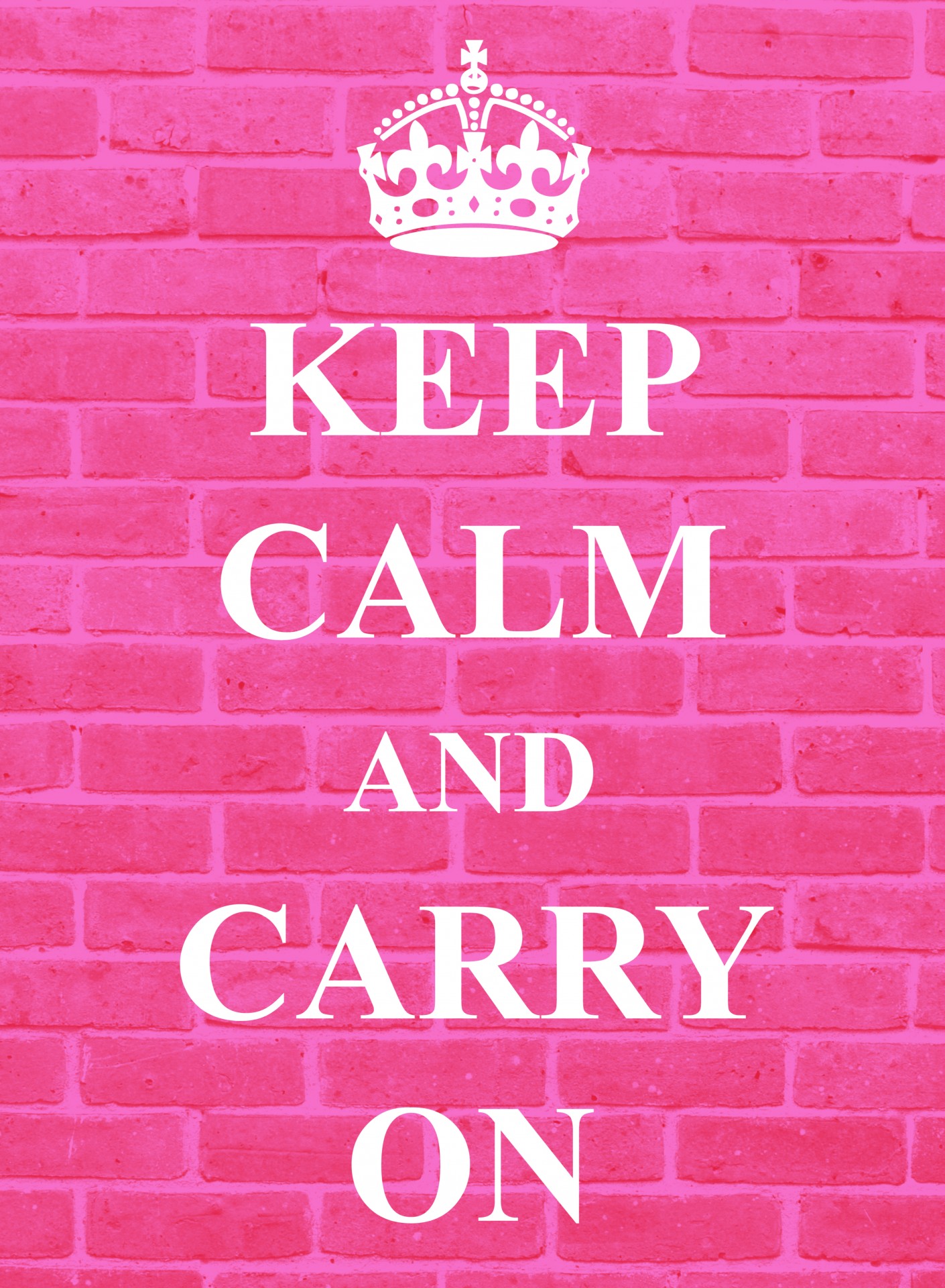 keep calm and carry on brickwall pink free photo