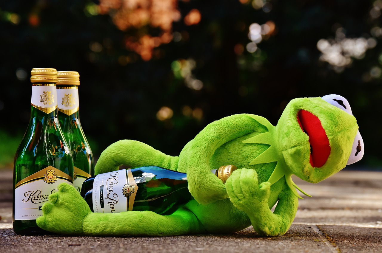 Kermit beve birra