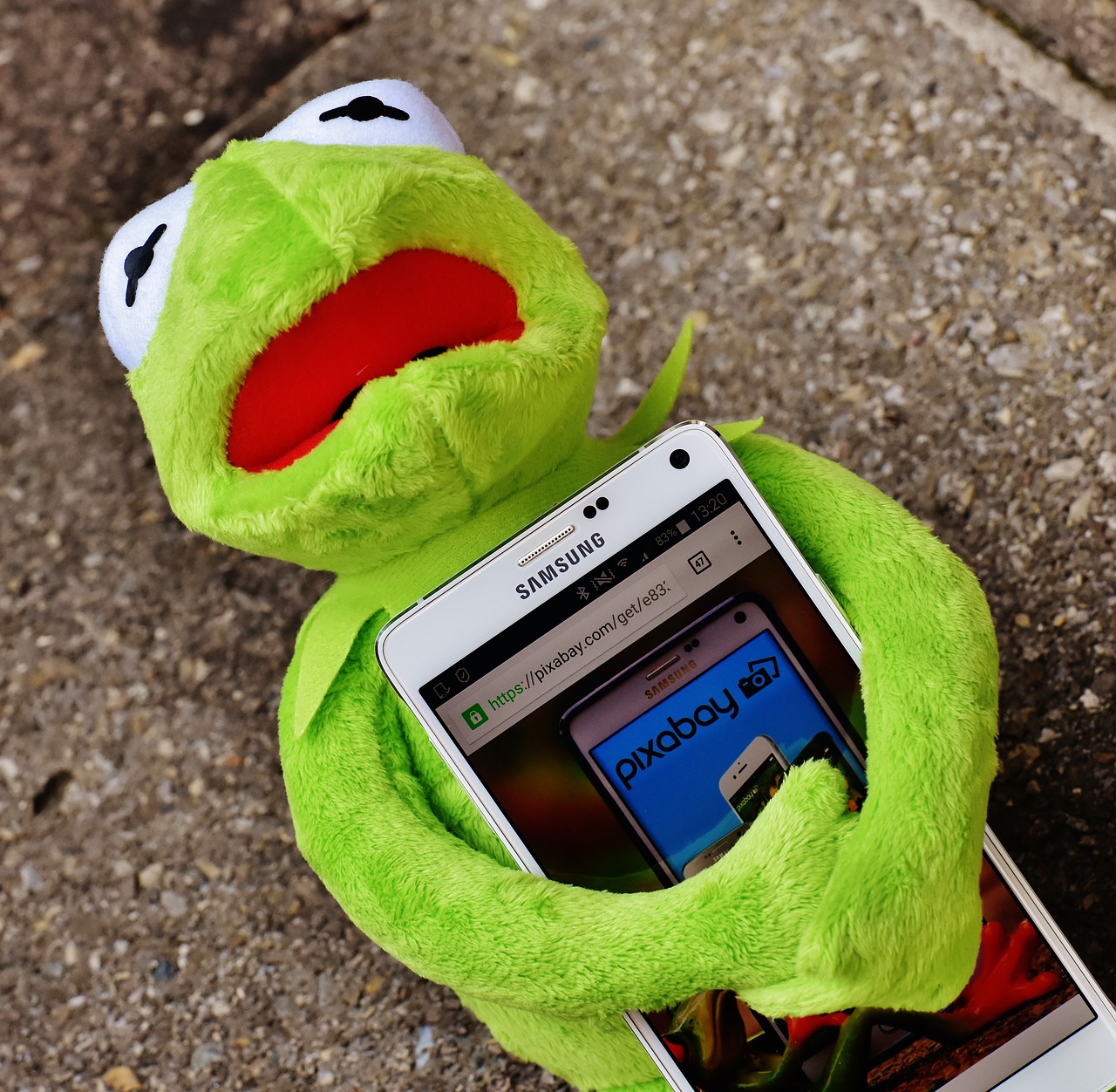 kermit frog smartphone free photo