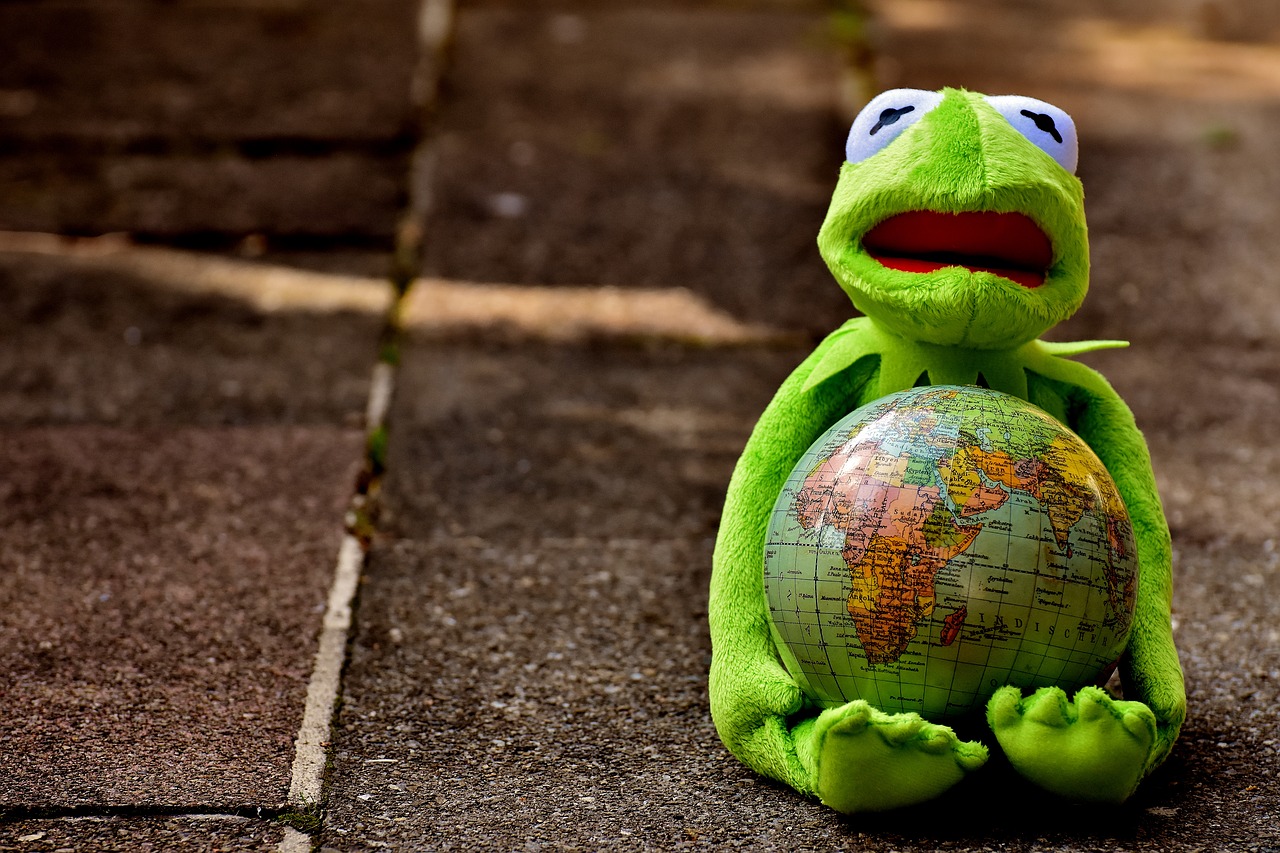 kermit embrace the world soft toy free photo