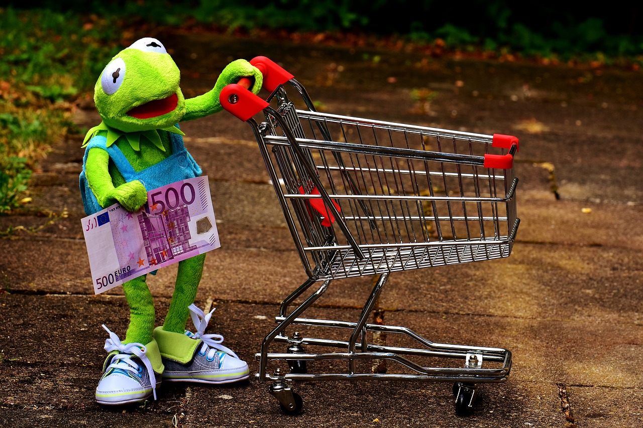 kermit shopping cart shopping free photo