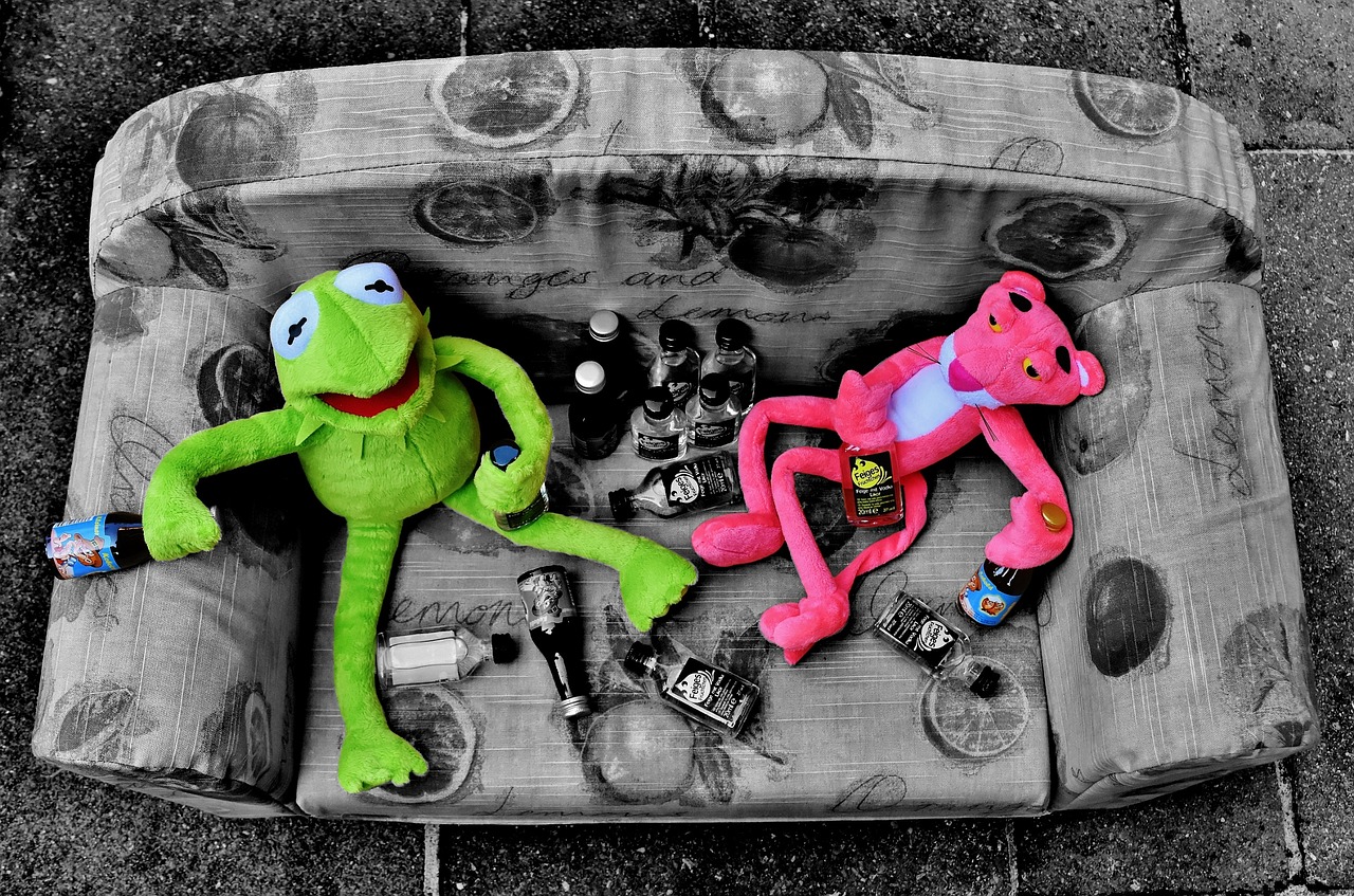 kermit the pink panther black and white free photo