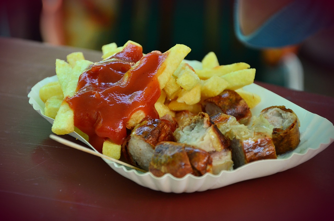 ketchup french fries currywurst free photo