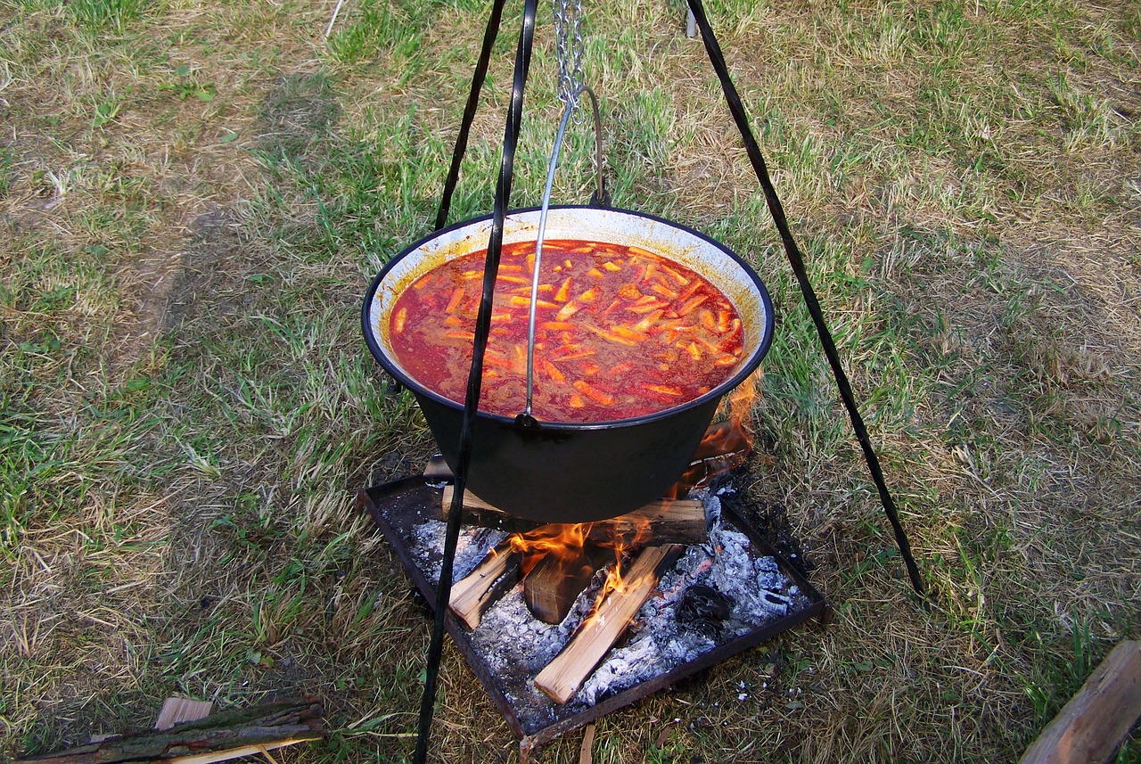 kettle goulash food cooking on an open free photo