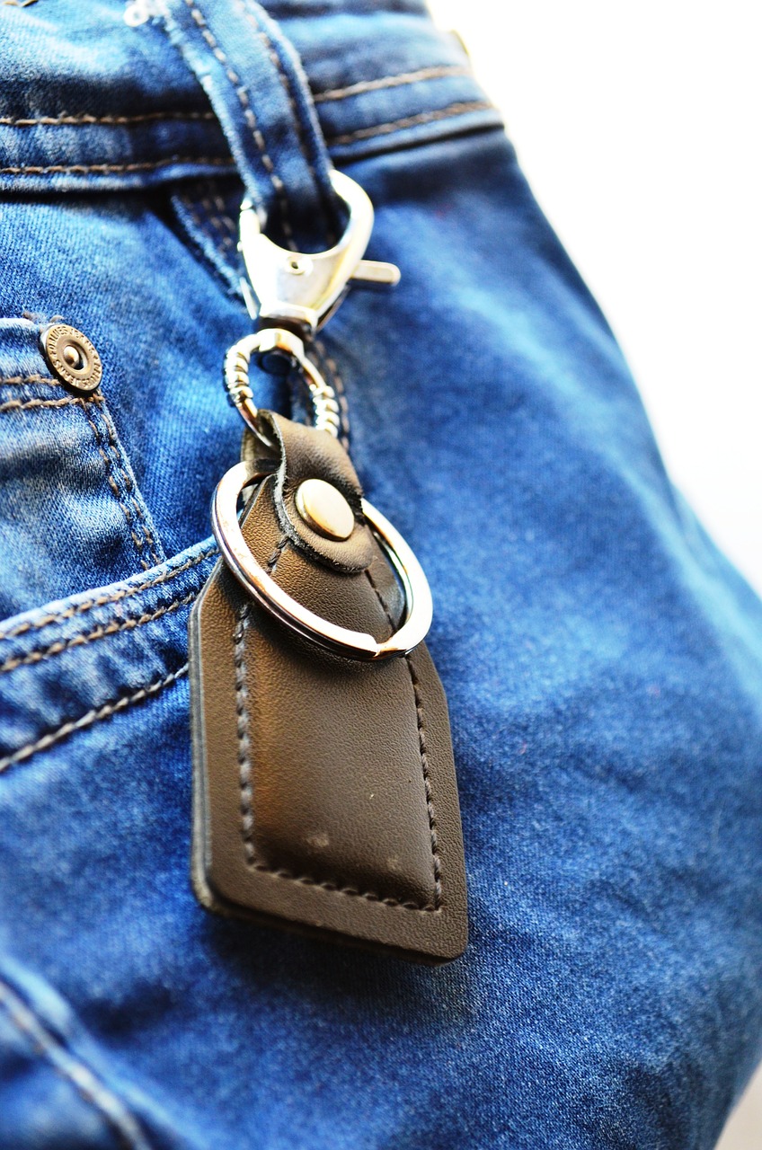 key fob jeans blue free photo
