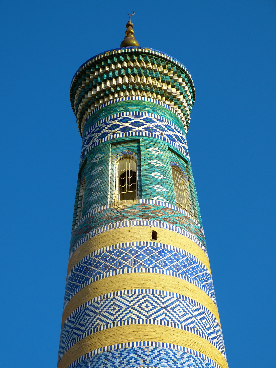 khiva chodja islam minaret mosaic free photo
