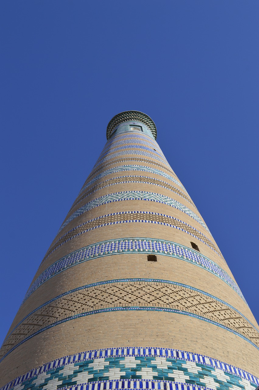 khiva tower blue free photo