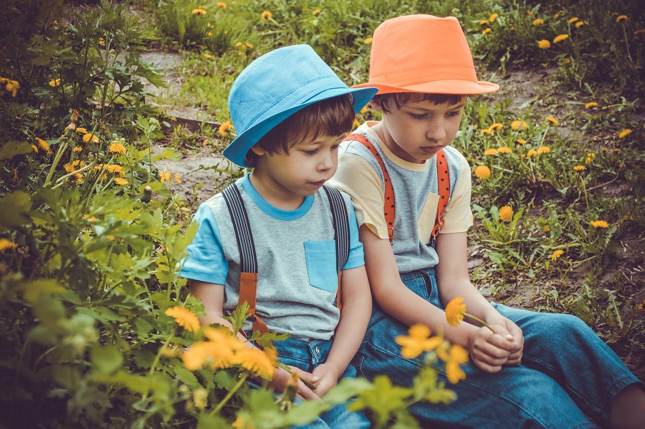 kids  path  flowers free photo