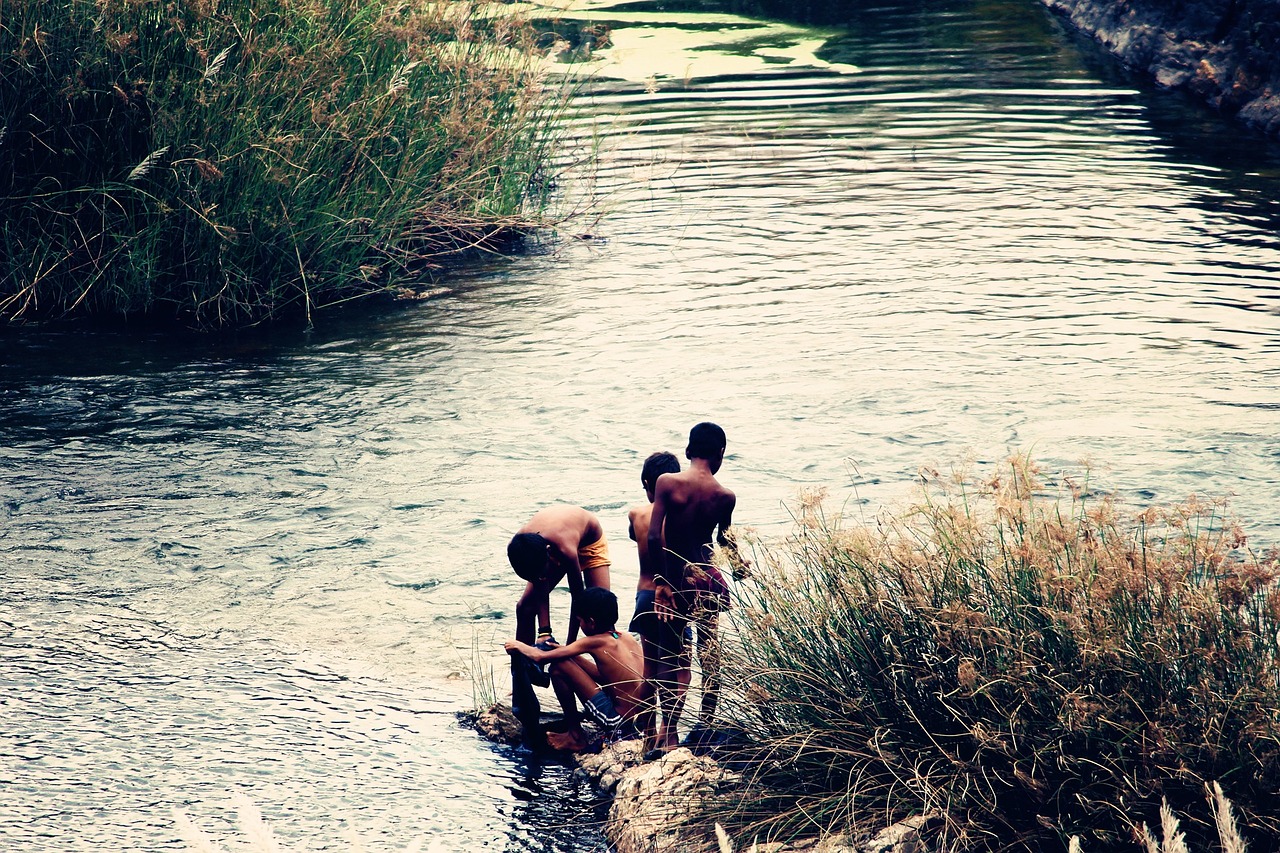 kids summer river free photo