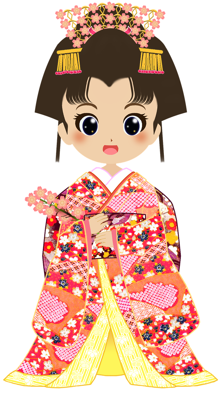 kimono cherry blossoms girls free photo