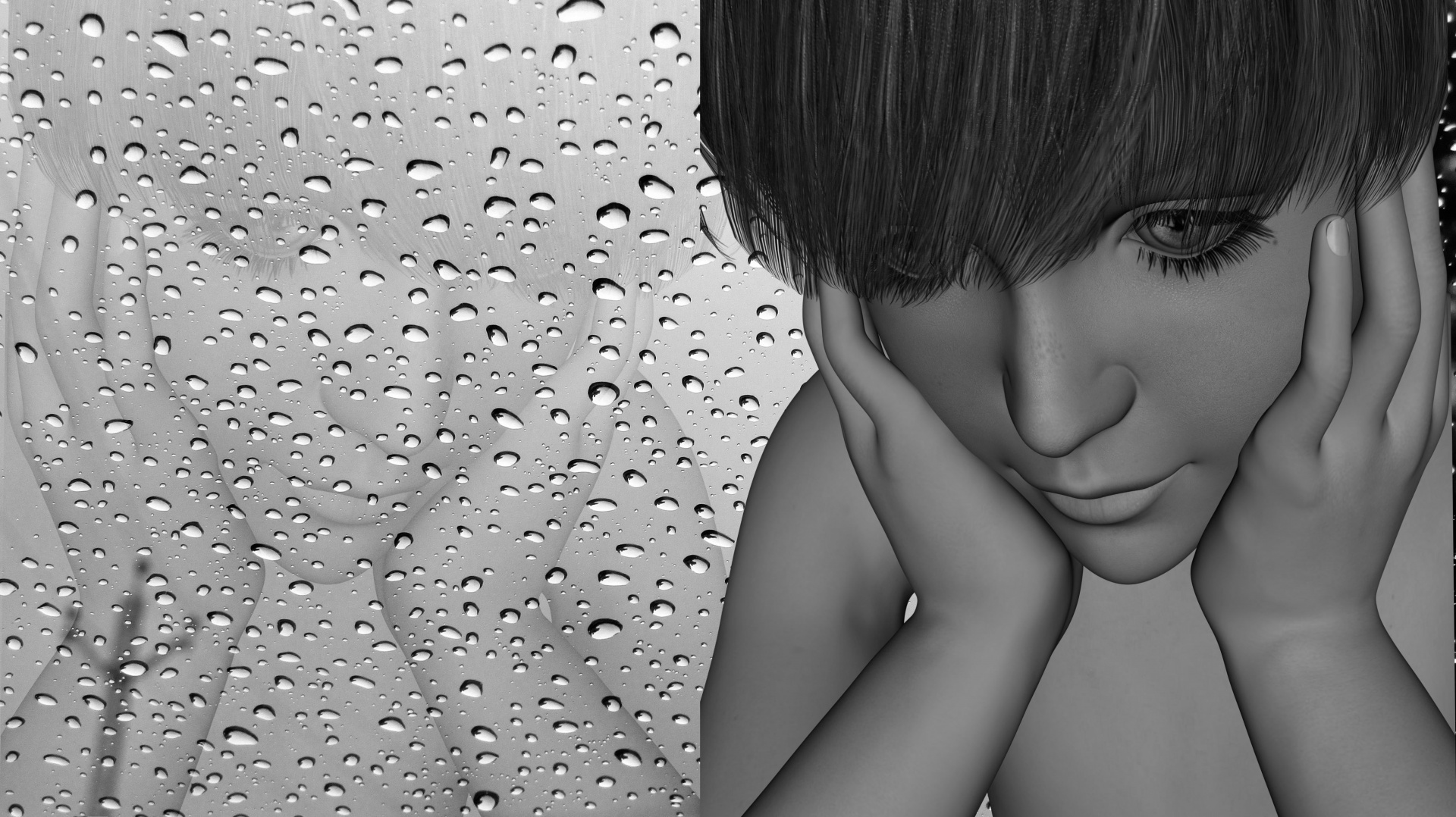 child bw sadness free photo