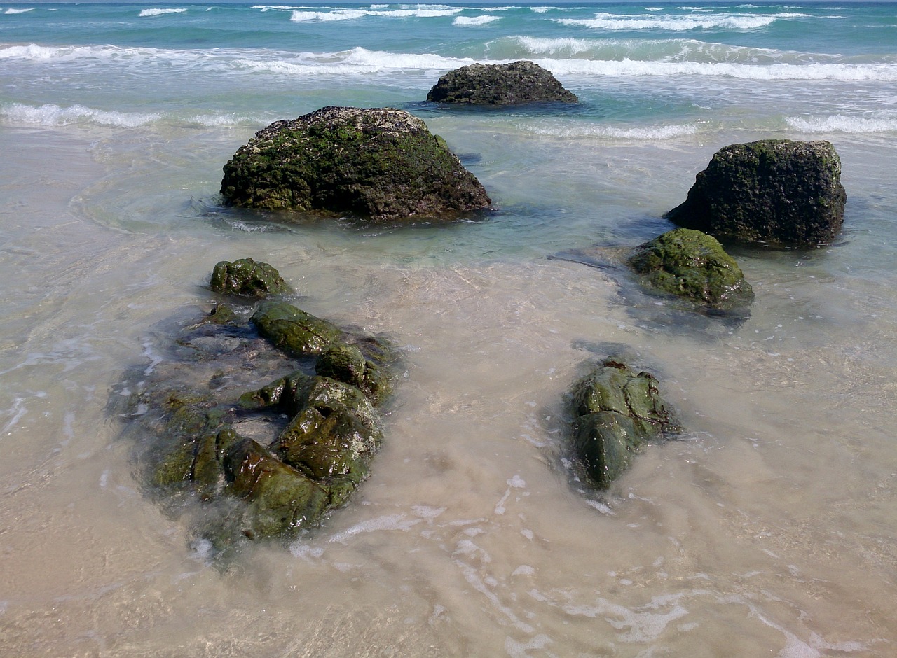 kirra beach rocks beach free photo
