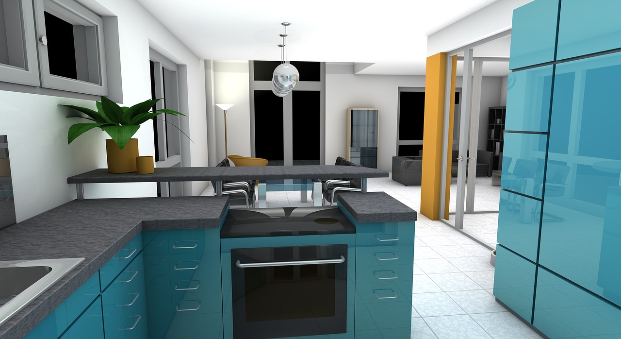 kitchen dining room rendering free photo