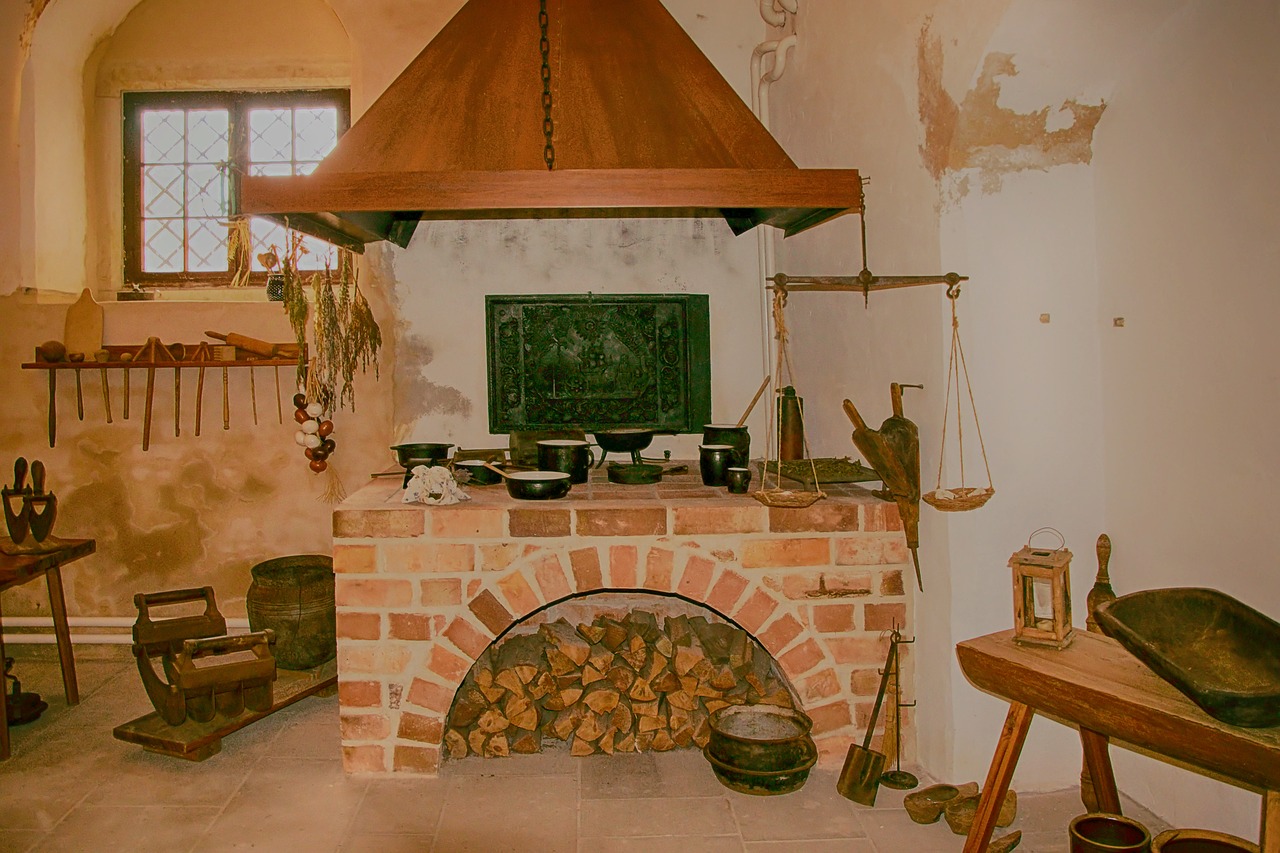 kitchen historically fireplace free photo