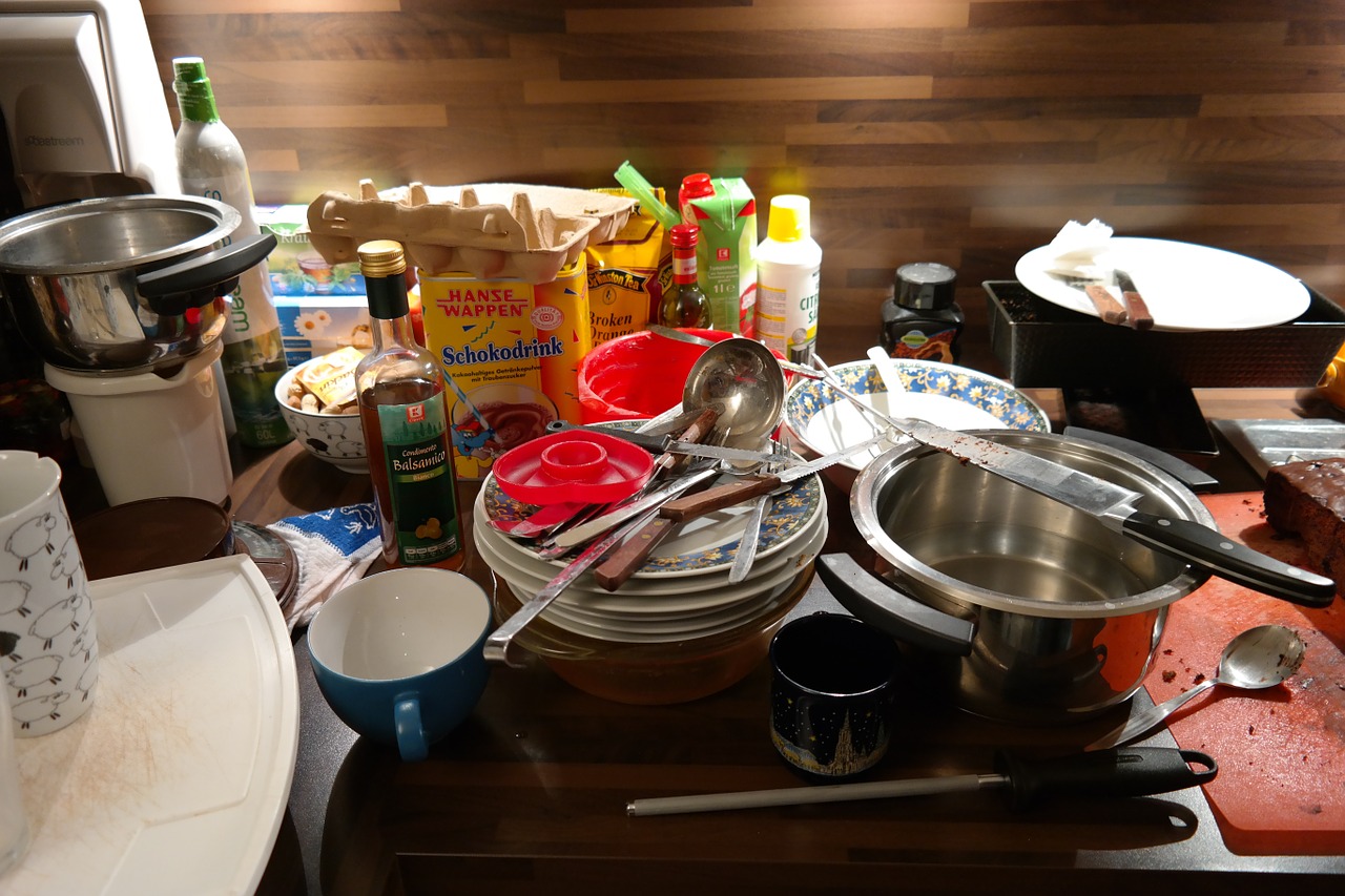 kitchen a mess unclean free photo
