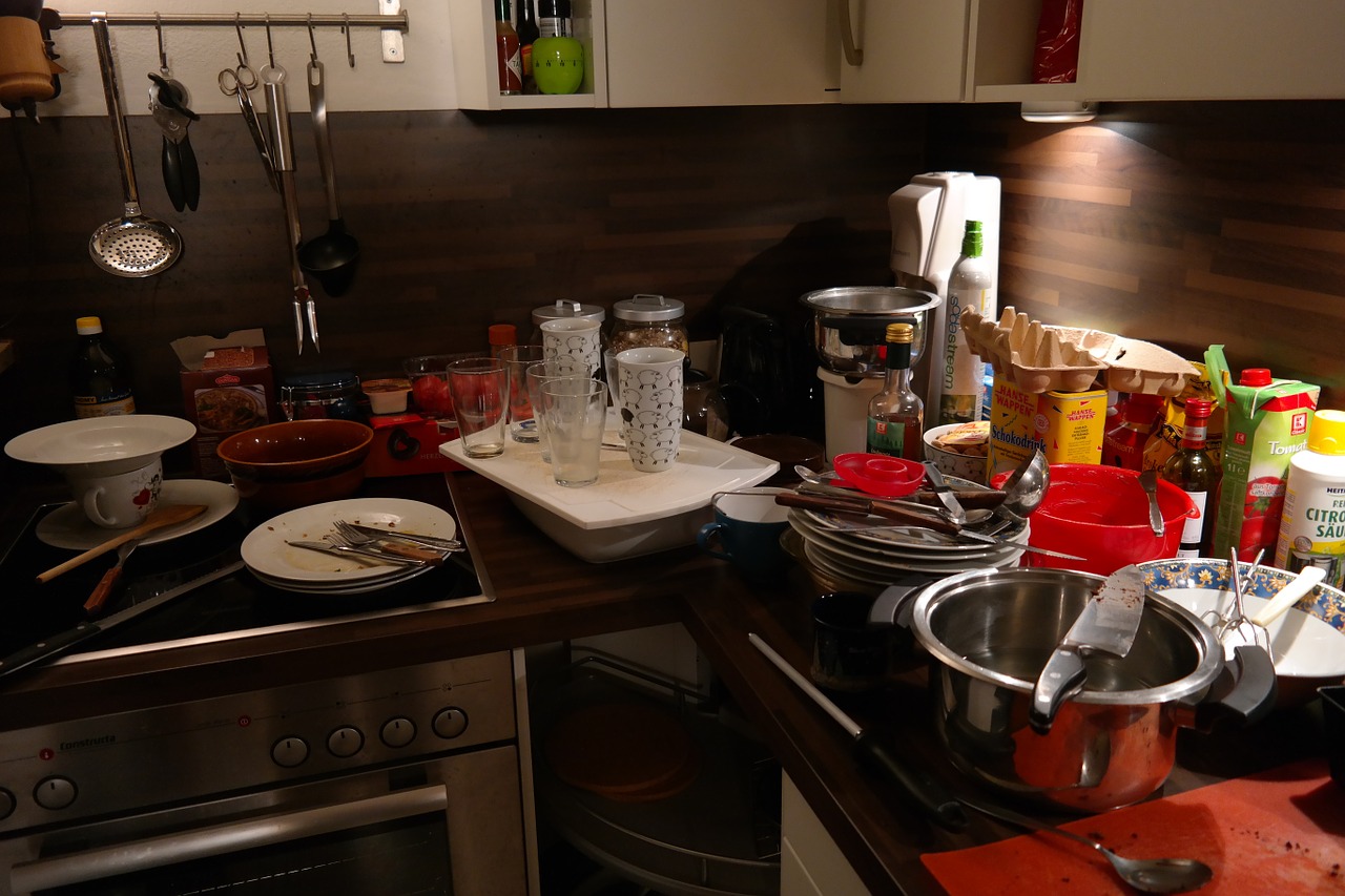 kitchen a mess unclean free photo