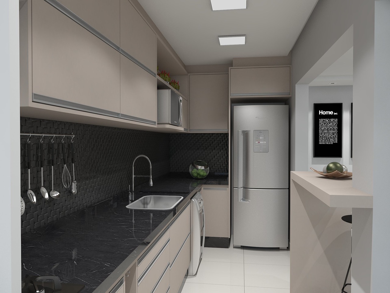 kitchen 3d render free photo