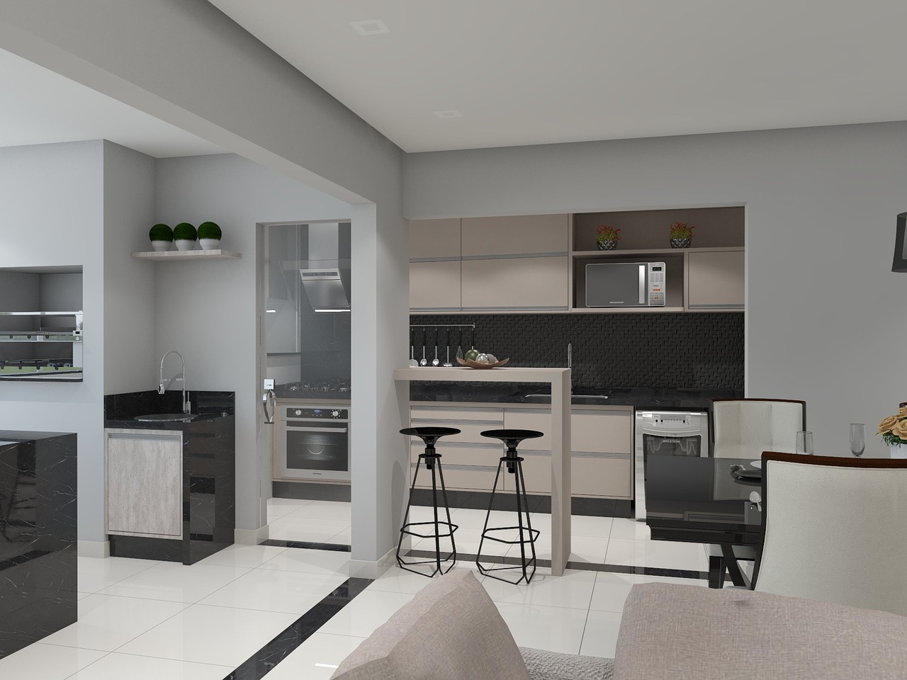 kitchen 3d render free photo