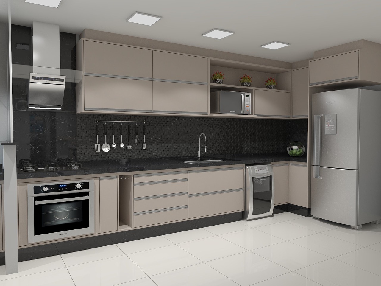 kitchen 3d render free photo