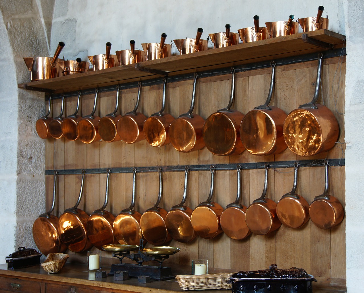 kitchen copper pots free photo