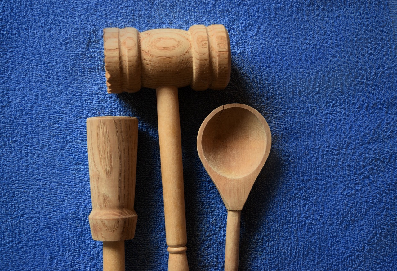 kitchen utensils wooden utensils blue free photo