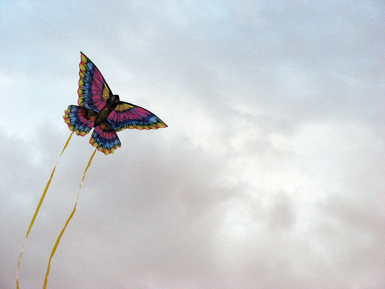 kite sky clouds free photo