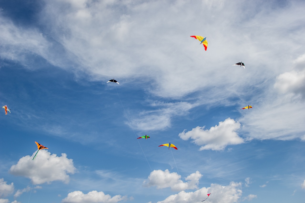 kites sky clouds free photo