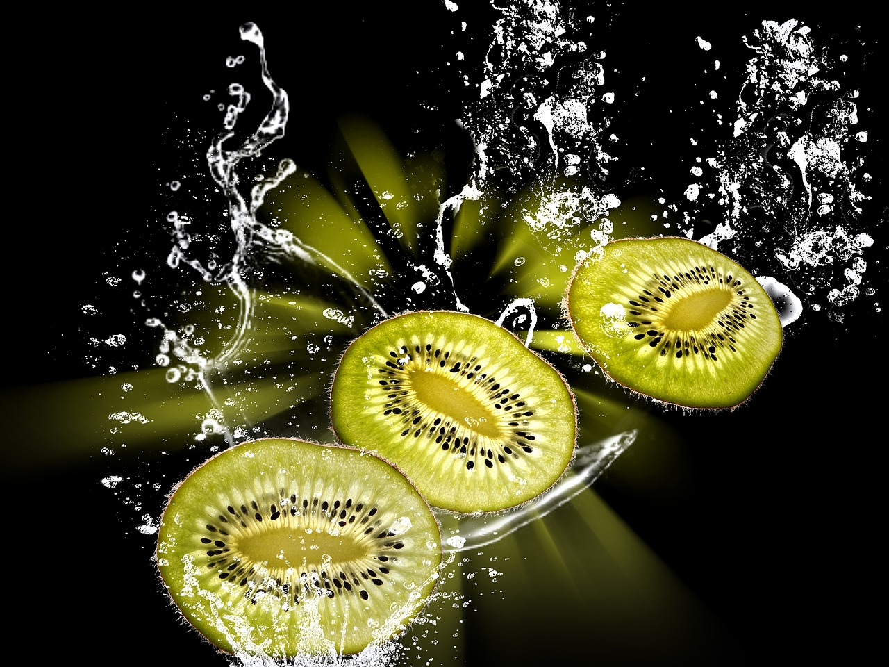 kiwi water splashes water free photo