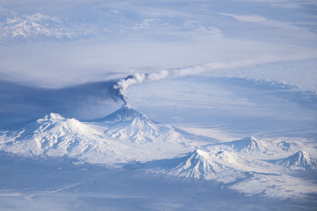 kliuchevskoi volcano viewed from space international space station free photo