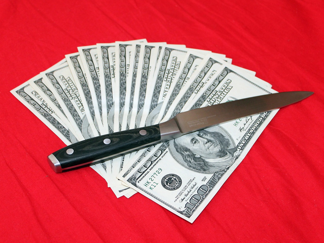 knife money dollars free photo