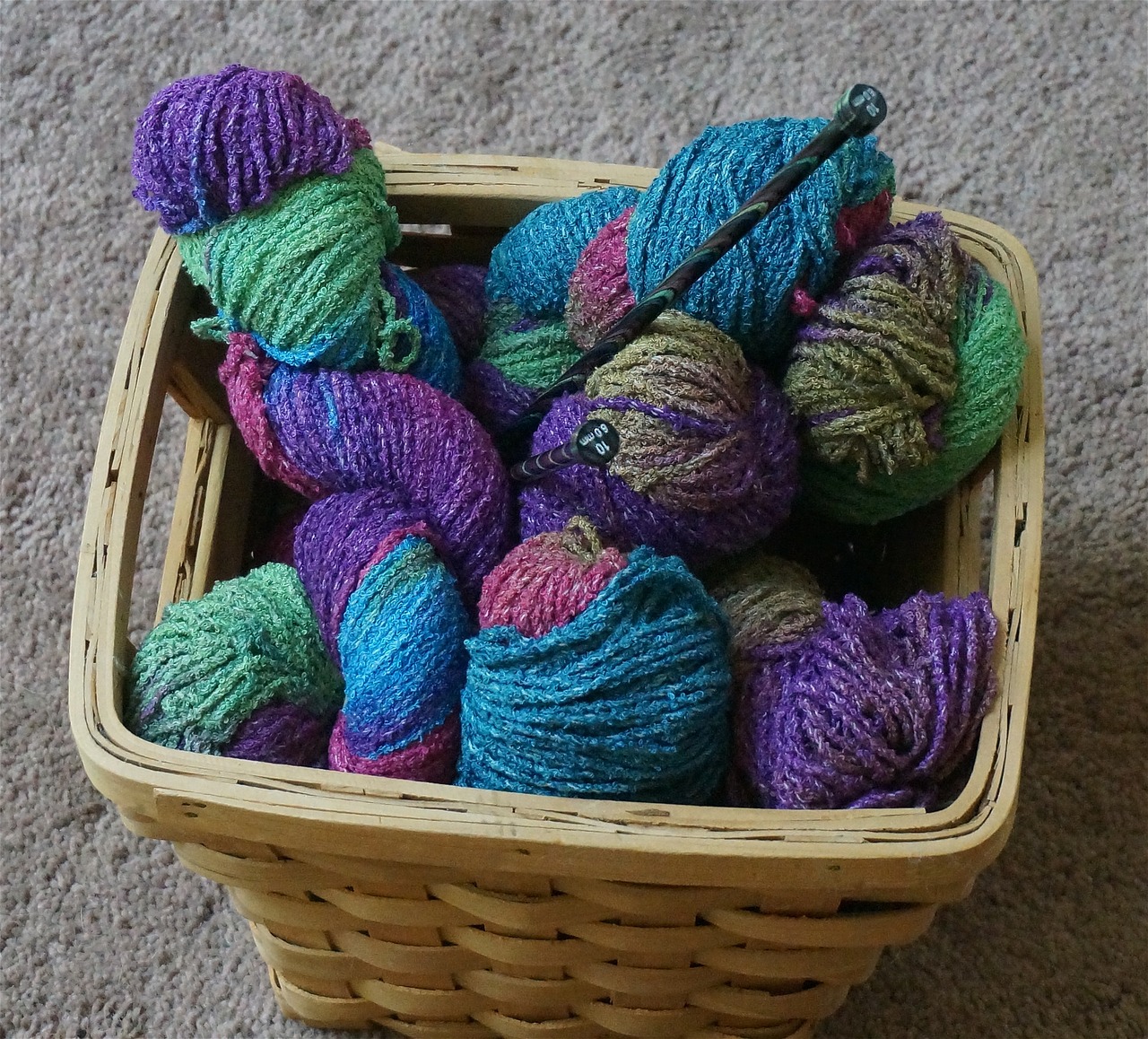 knitting basket knitting yarn free photo