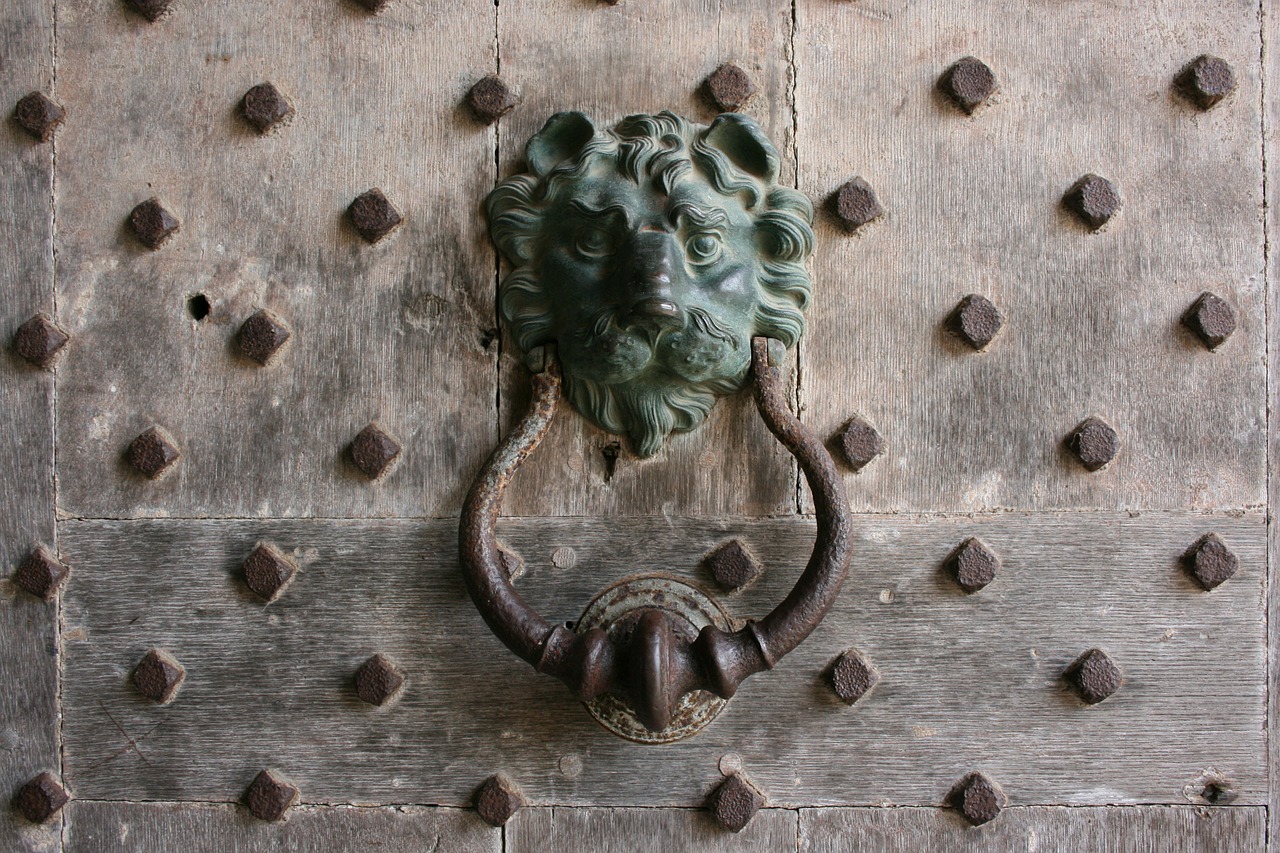 knocker lion door free photo