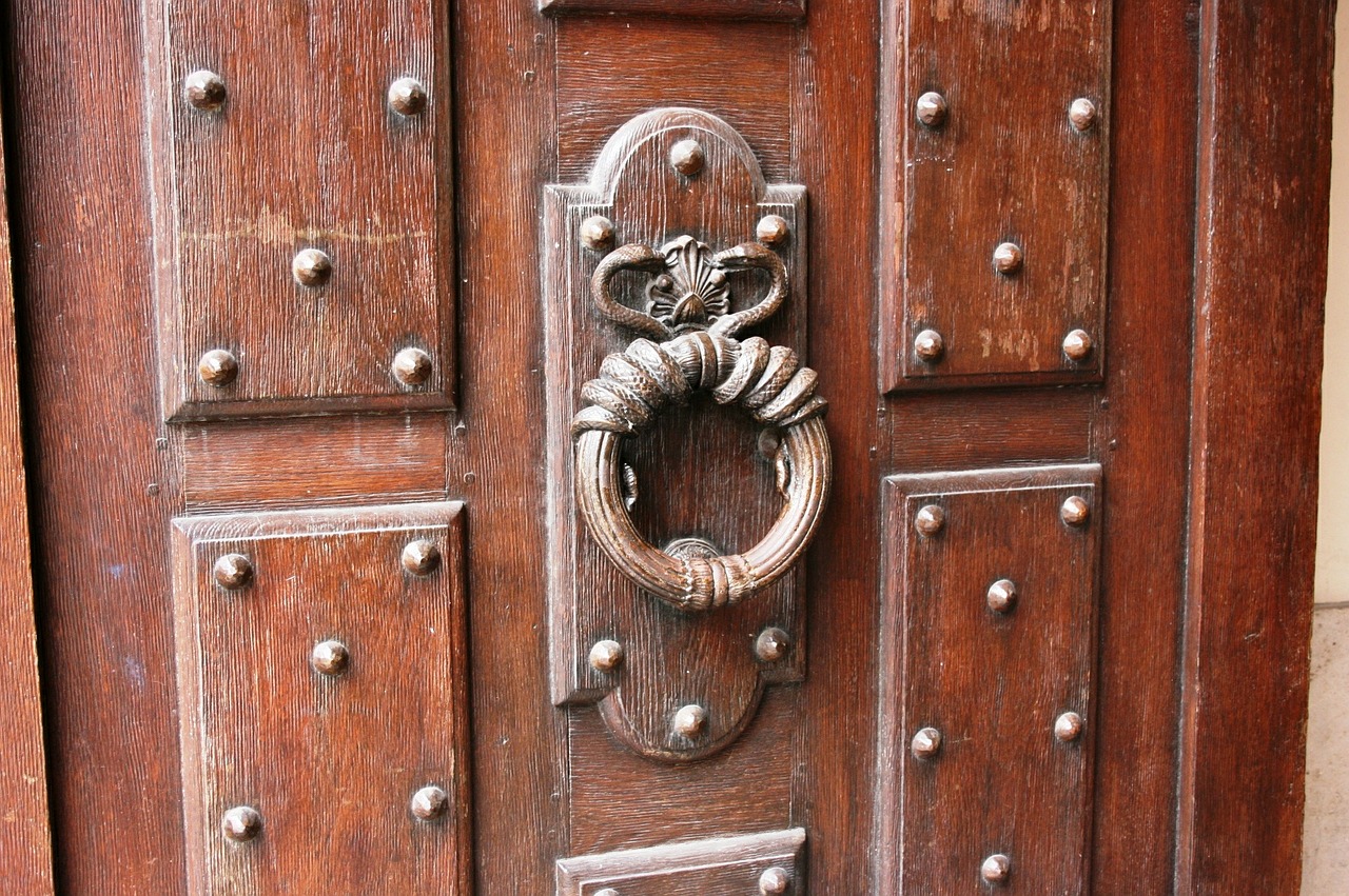 knocker door wooden door free photo