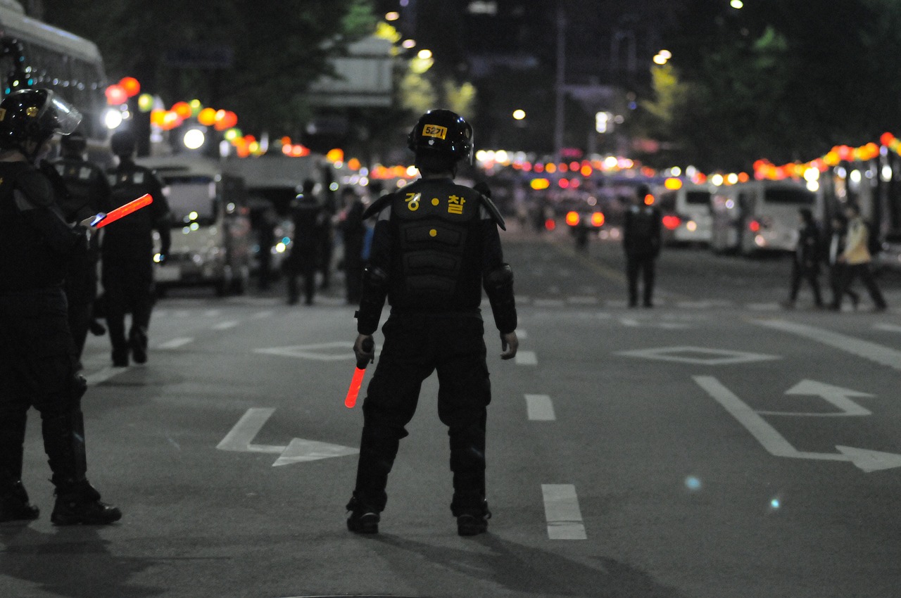 republic of korea riot police protest free photo