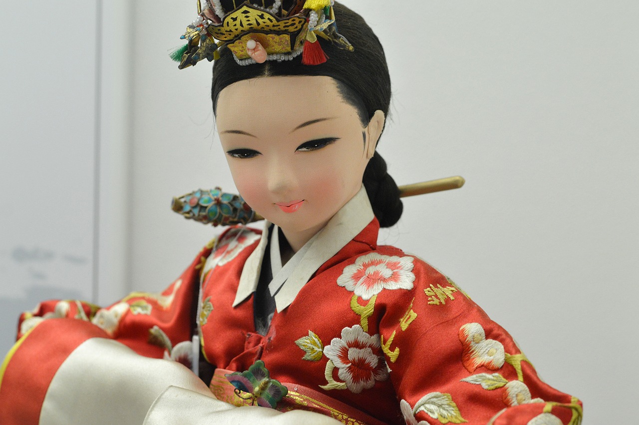 korea national traditional clothing doll free photo