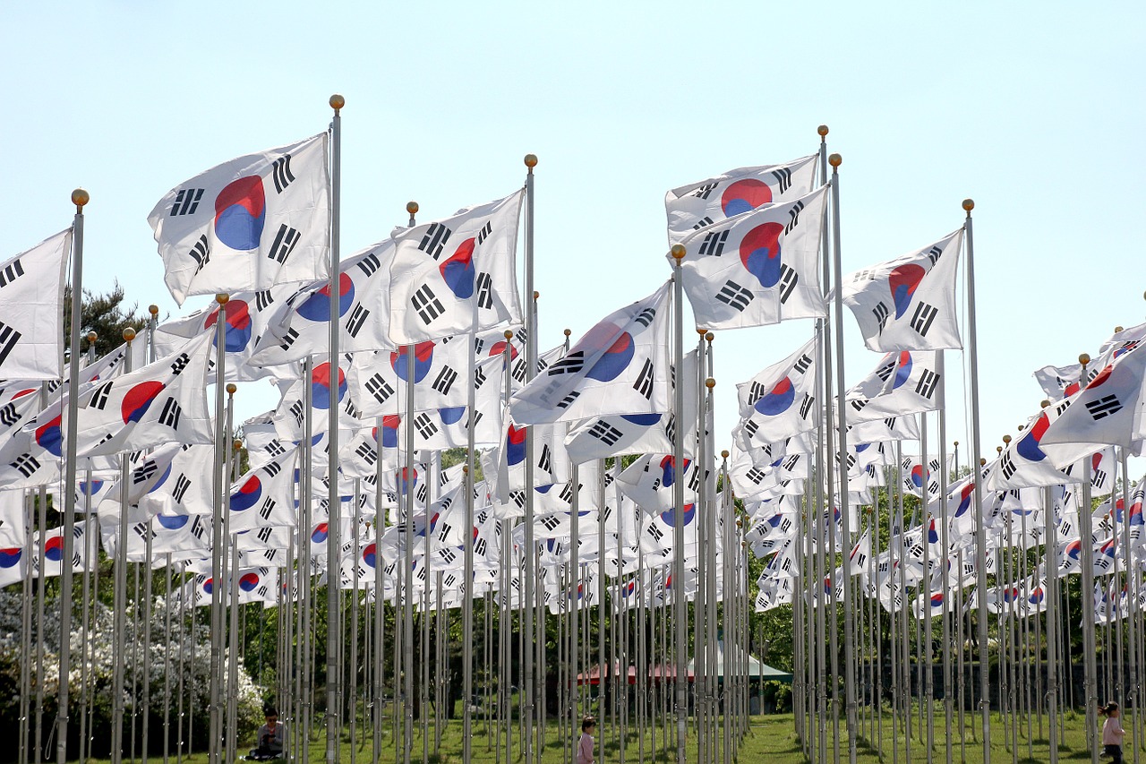 korean flags flags field free photo