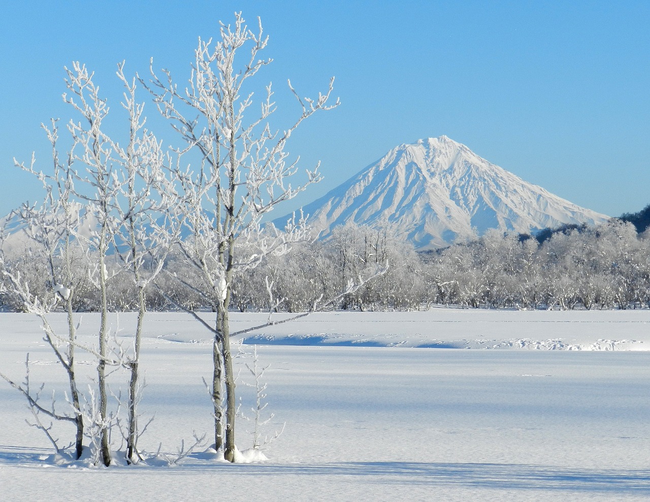 koryaksky volcano kamchatka winter free photo