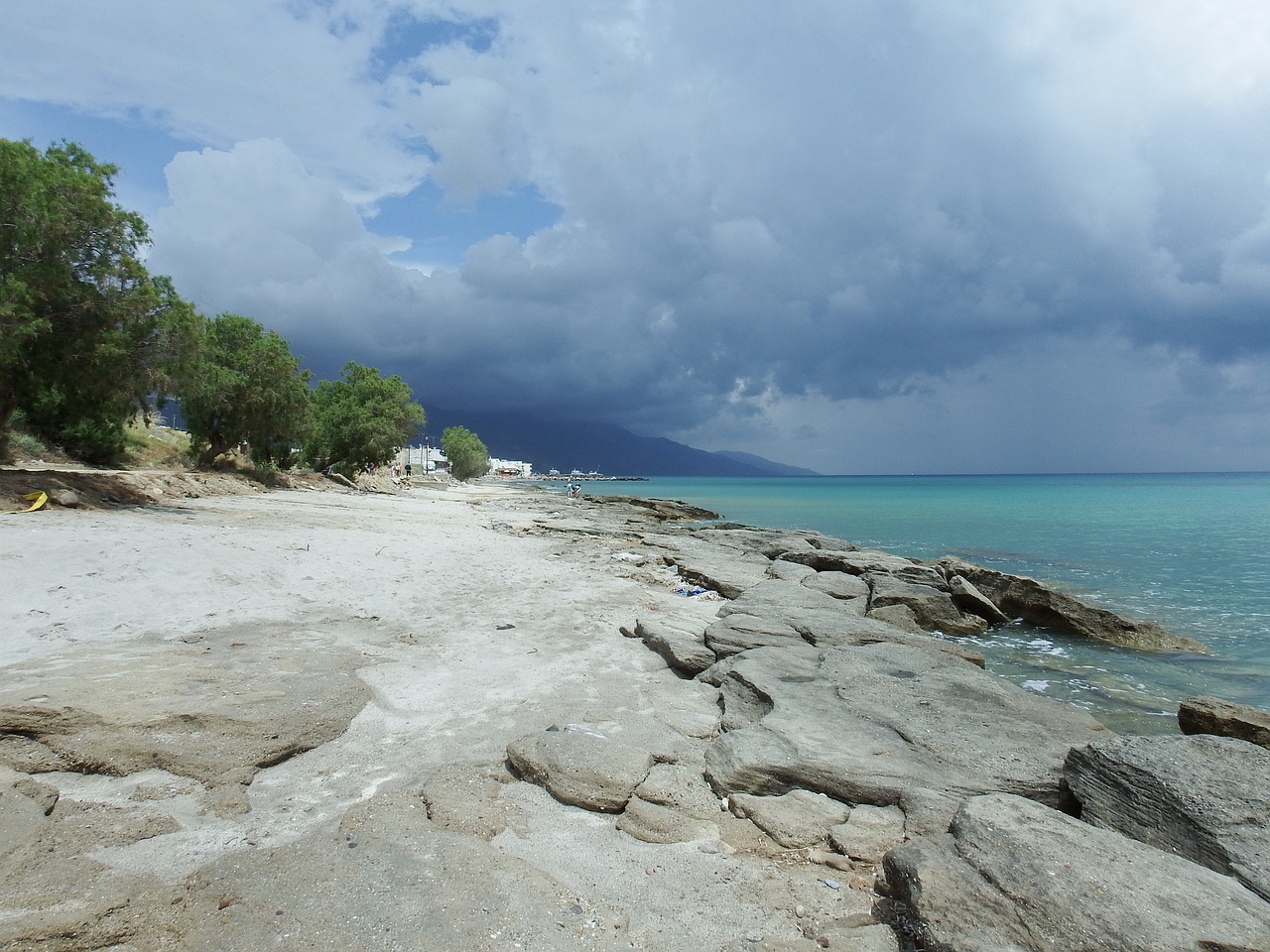 kos rain beach free photo