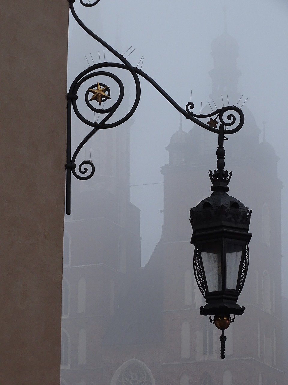 kraków the market the fog free photo