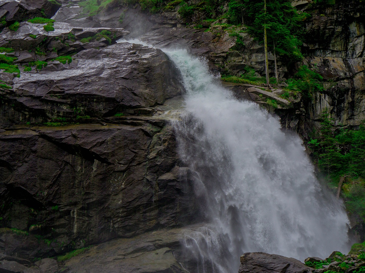 krimml waterfalls stones water free photo